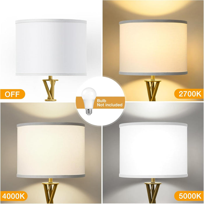 Gold Tripod Floor Lamp, 61” Floor Lamps for Living Room with Rotary Switch