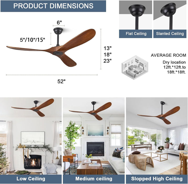 Precision Engineered Solid Wood Ceiling Fan Walnut