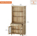 72" Tall 5 Tier Bookcase with Glass Doors & Drawers, Oak