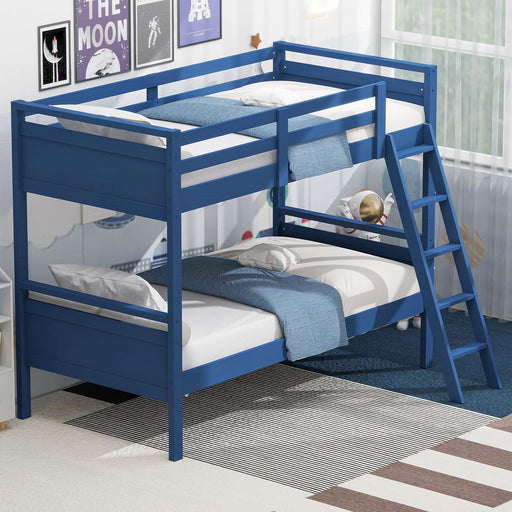 NavyBlue Convertible TwinOverTwin Bunk Bed For Kids