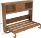Natural Wood Twin Murphy Bed With StorageBookcaseDrawer