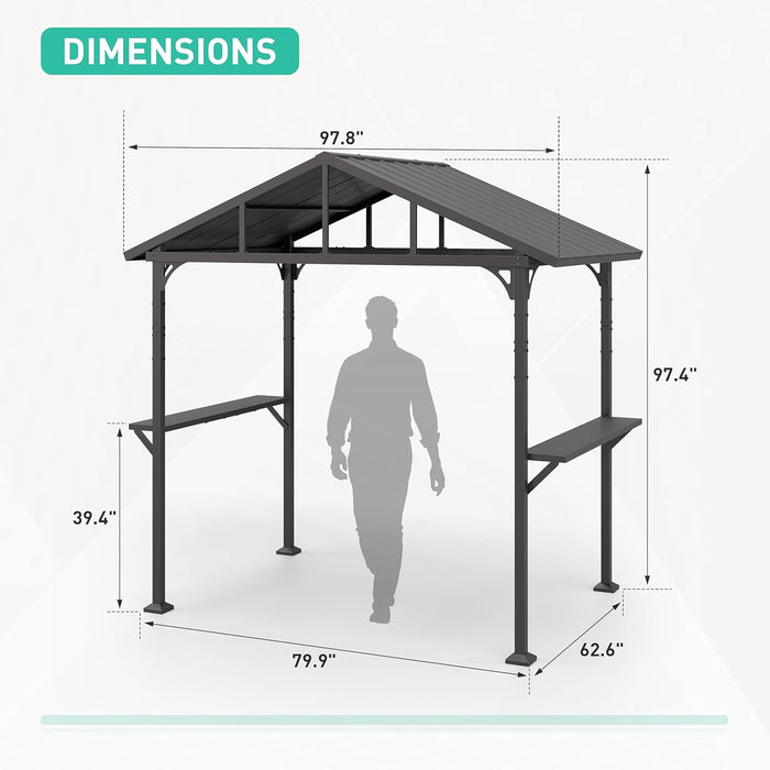 8x5ft AllWeather Outdoor Gazebo With Integrated Bar