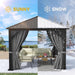 10'X10' Metal Hardtop Gazebo Outdoor Patio Single Top Canopy Galvanized Iron Garden Tent Curtains Netting for Backyards Decks Lawns,Gray