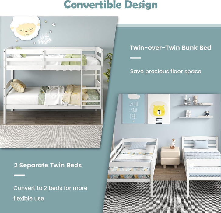 IndustrialStrength SolidWood Twin Over Twin Bunk Bed