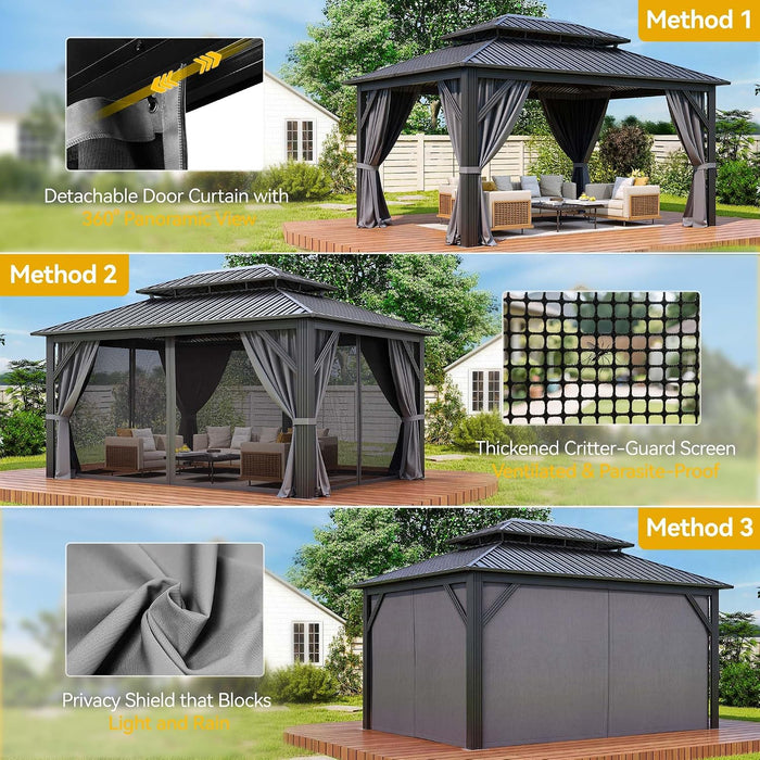 Hardtop Gazebo 16x12 Gray Durable Nettings Shelters