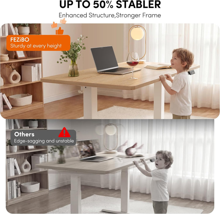 One-Piece Standing Desk, 48"X24" Seamless Tabletop Electric Height Adjustable for Home Office, Study Rooms & Multi-Device Workstations, Maple