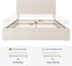 Queen Size Bed Frame, Velvet Upholstered Platform Bed, Cream