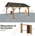 13X15 Ft Wood Gazebo, Outdoor Gazebo with Bar Storage Space for Garden, Hardtop Gazebo with Metal Steel Gable Roof, Garage, Patio, Black + Natural Wood