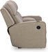 Signature Design by Ashley Lavenhorne Contemporary Faux Leather Manual Reclining Loveseat with Console and Cup Holders, Beige