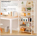 Extra Wide 6 Tiers No Assembly Book Shelves, 61.8" H Folding Bookshelf Bookcase Open Industrial Foldable Shelves for Bedroom, Living Room, Home Office - Natural White