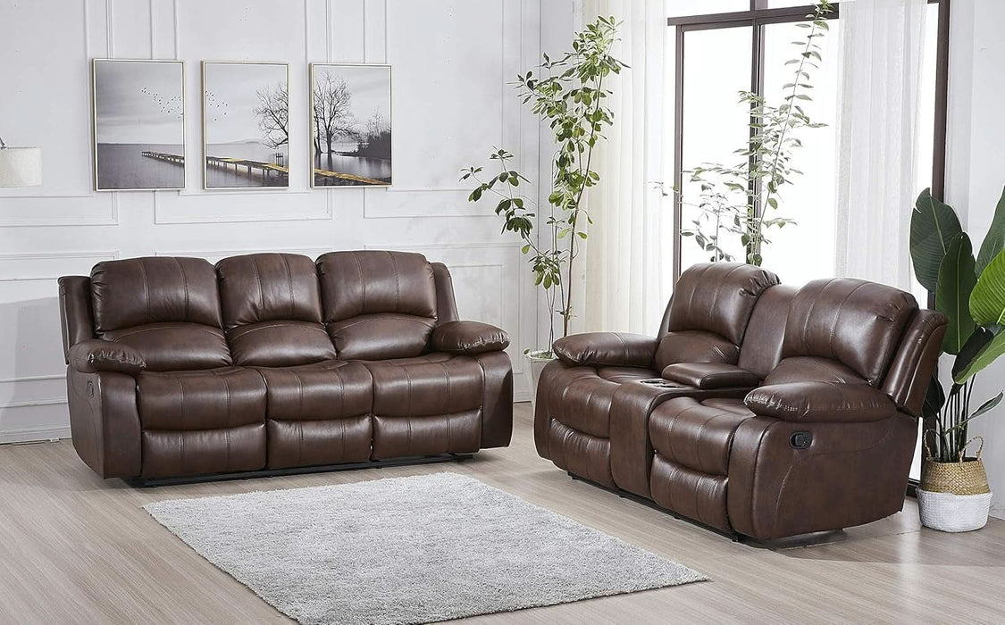 Loveseat Brown Faux Leather Sofa Set