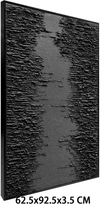 Framed Black Canvas Wall Art, Modern Abstract Oil Paintings, Relief Texture Wall Art for Living Room Bedroom Wall Decor