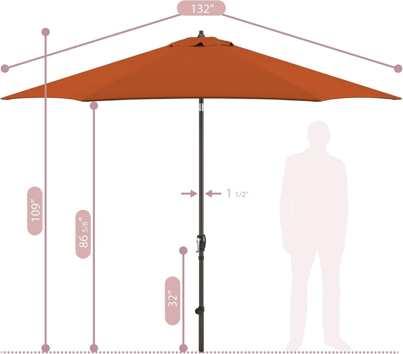 Sunline 11 Ft Patio Umbrella with Crank & Push Button Tilt, Outdoor Market Umbrella with UV Protection & Wind Vent, Metal Frame for Deck, Pool & Table, Tuscan