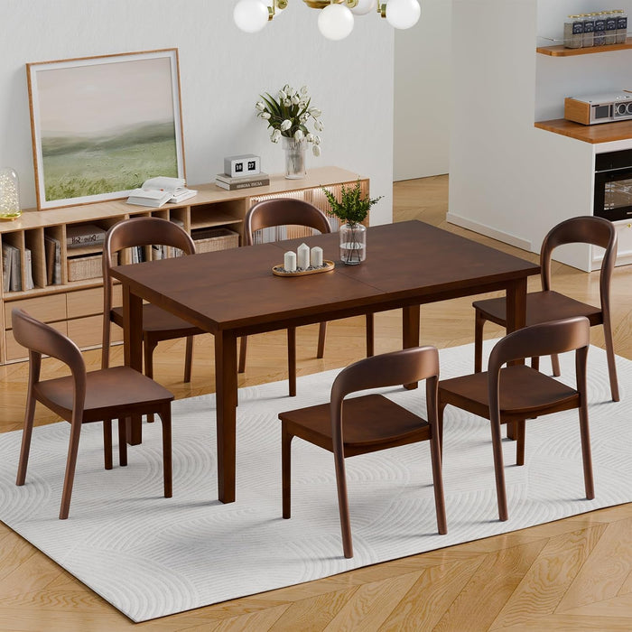 60 Inch Solid Wood Dining Table for 4 6, Unique Design Farmhouse Kitchen Table, Rectangle Dining Tables with Wood Legs for Kitchen, Cherry