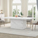 71” White Faux Marble Dining Table, Rectangle Modern Dinner Kitchen Table for 6-8, Farmhouse Long Kitchen Furniture for Living Room, Industrial Wood Dining Room Table with Sturdy Base