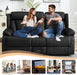 Loveseat Recliner Sofa, RV Recliner Couch, Manual Reclining Loveseat with Console for Living Room, Home Theater Seating with AC/USB C/USB and Drawer (Black, Loveseat with Console)