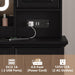 Makeup Vanity Desk with Mirror and Lights, Farmhouse Vanity Table Set with 6 Drawer&Charging Station, Makeup Desk with RGB Cabinets, Black Vanity with Lighted Mirror for Girls Women, 3 Light Modes
