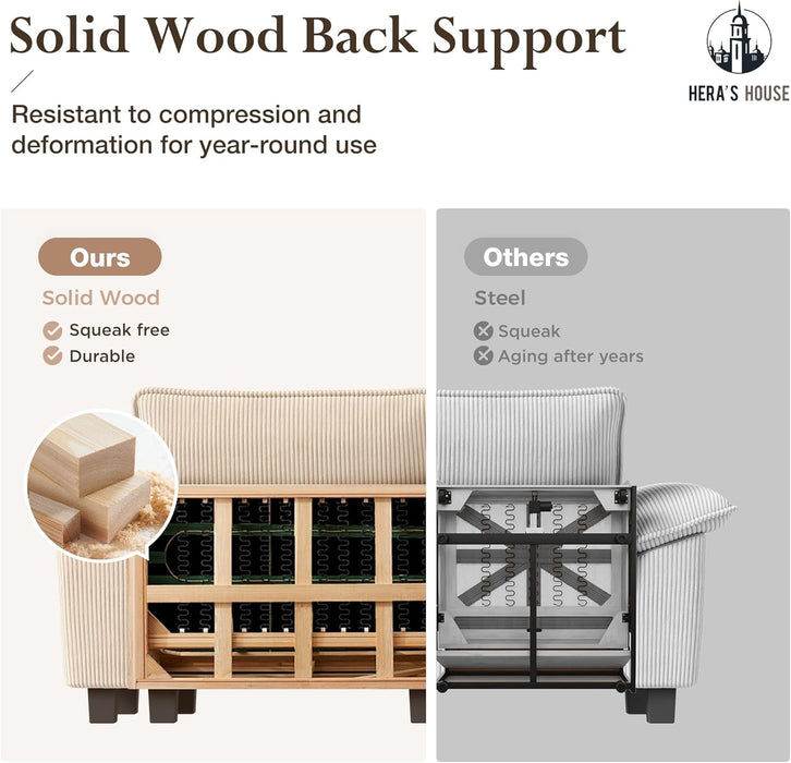 3 Pieces Sofa Sets Furniture for Living Room, Comfy 3-Seater Sofa and Loveseat and Single Sofa with Throw Pillows, Modular Sectional Sofa Couches for Living Room, Corduroy Beige