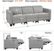 88.6'' Reclining Sofa, Wall Hugger Power Recliner Sofa with Adjustable Headrest, USB a & C Charge Ports, Wood Legs, for Living Room (Fabric, HL198M3) (Grey, 3-Seater)