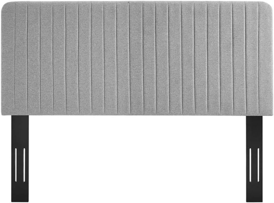 Channel Tufted Fabric King/California King Headboard - Light Gray