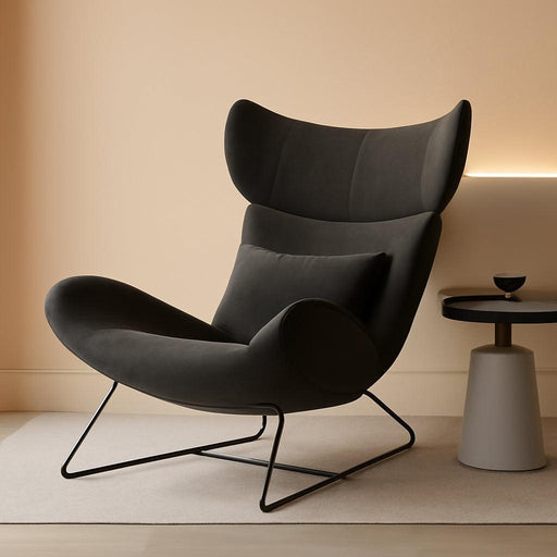 Wingback Accent Chair with Removable Back Cushion,Mid Century Modern Reading Arm Chair with Metal Legs,High Back Armchair Single Sofa for Living Room,Bedroom,Entryway,Reading Nook, Velvet Fabric Beige