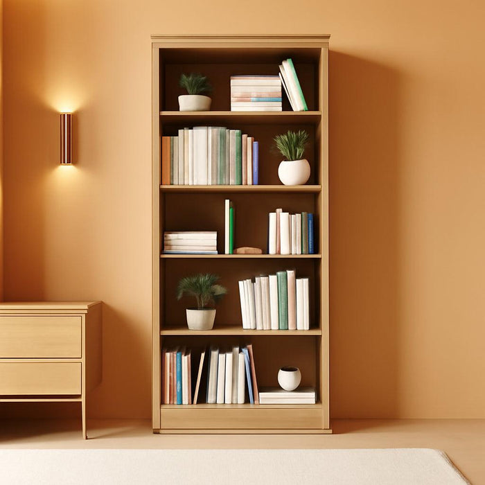 71 in Tall Bookcase,Wooden Bookshelf with 5 Tiers, Modern Book Shelf in Swedish Oak, Floor Standing Display Shelves for Bedroom, Living Room and Office for Home