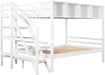 Twin Size Bed Frame for Bedroom Twin over Full Bunk Bed with Staircase and Built-In Storage Cabinets No Box Spring Needed White 96" L X 57.2" W X 62.2" H