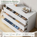 Modern White 7 Drawer Dresser for Bedroom, Simply Chest of Drawers, Wood Storage Dresser with Deep Drawers for Living Room Hallway Entryway, White