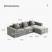 Luxury Modular Sectional Living Room Sofa Set, Modern Minimalist Style Couch with Ottoman and Chaise, L-Shape, Grey