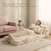 Beige Upholstered Folding Sofa Bed Convertible Floor