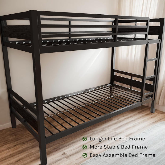 Twin Over Twin IndustrialGradeSteel BunkBed BlackFinish