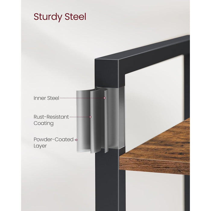 5-Tier Bookshelf, Book Shelf, Industrial Bookcase, with Steel Frame, for Living Room, Home Office, Bedroom, 9.4 X 24.4 X 65 Inches, Rustic Brown and Black ULLS025B01