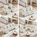 Oversized Modular Sectional Sofa with 2 Power Reclining, Electric Recliner Couch with Storage Console and Adjustable Headrest, Faux Leather 5 Seat Corner Sofa for Living Room-Cream White