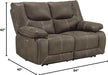 Gray Leather Reclining Loveseat with USB Charging