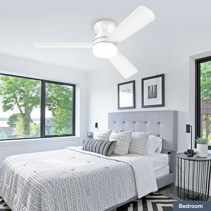 42 Inch White Ceiling Fan RemoteControl DimmableLight
