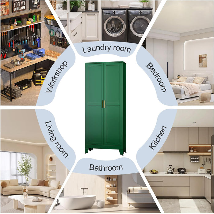Green Metal Storage Cabinet With Adjustable Shelves