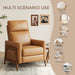 Push Back Recliner Chair, Upholstered Leather Recliner with Footrest 118-150 Degree Adjustable, Comfy Modern Wingback Recliner for Living Room, Bedroom,Small Spaces,Camel