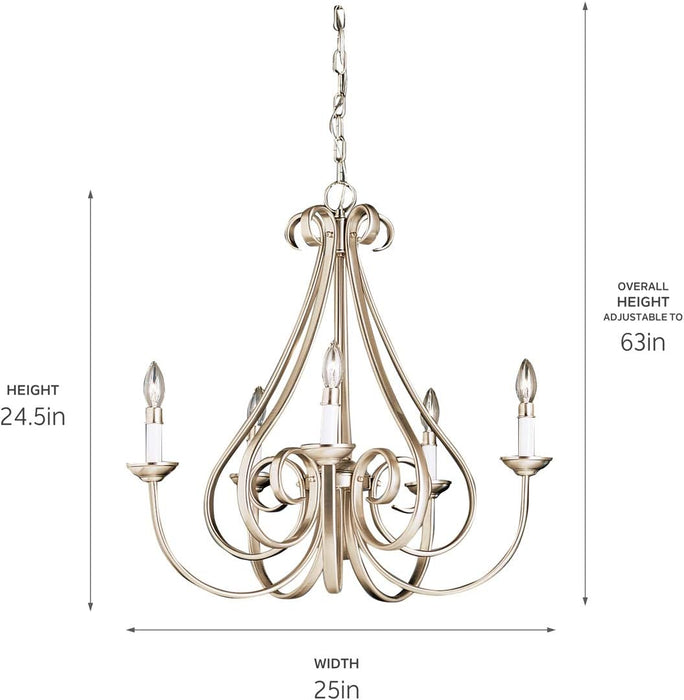 Dover Five Light Chandelier Brushed Nickel TwentyFourInch