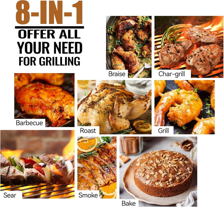 Zpg-200Apro Portable Tabletop Wood Pellet Grill and Smoker, Digital Control, 8 in 1 BBQ Grill for Outdoor Kitchen, Backyard, 202 Sq Inches of Cooking (Black)