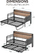 Twin Daybed with Trundle Bed, Storage Headboard with Charging Station, Sofa Day Bed with Strong Supports for Living Room, Bedroom, and Guest Room, Wood Color