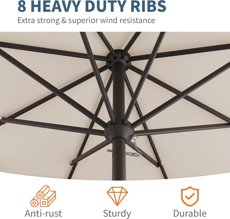 10FT Patio Umbrella, Outdoor Umbrella with Push Button Tilt and Crank, 8 Sturdy Ribs, UV Protection & Waterproof Market Umbrella for Pool, Backyard, Beach,Deck