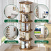 5Tier Rotating Bookshelf, 360 ° Display Stackable Spinning Bookshelf Tower,Round Space Saving Tall Floor Standing Swivel Bookcase Corner Storage Organizer for Bedroom/Living Room/Office，Gold
