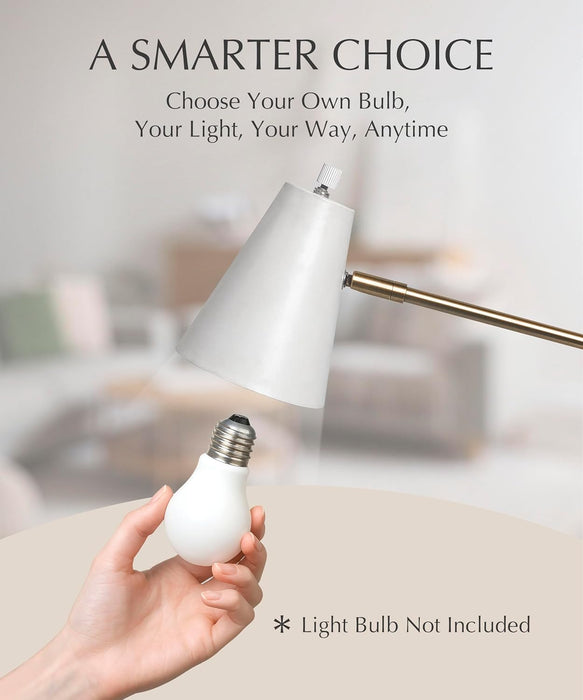 Halobar Brass Desk Lamp Home Office – White Industrial Table Lamp with Solid Base for Office, Reading Lamps for Bedside Table, Study and Reading Task Lamp, Gifts for Adults