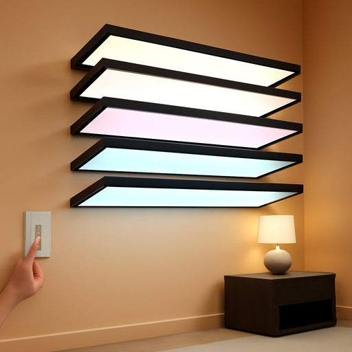 6 Pack 1X4 LED Flat Panel Light Surface Mount LED Ceiling Light, 5500LM 50W TRIAC 10-100% Dimmable, 3000/4000/5000K AC120V Kitchen Lights Ceiling Flush Mount for Garage/Basement Black