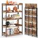 Extra Wdie No Assembly Folding Bookshelf, 64.3" H X 30.9" W, 5 Tier Collapsible Book Shelf Bookcase Foldable Shelves for Bedroom Living Room Home Office - Rustic Brown & Black