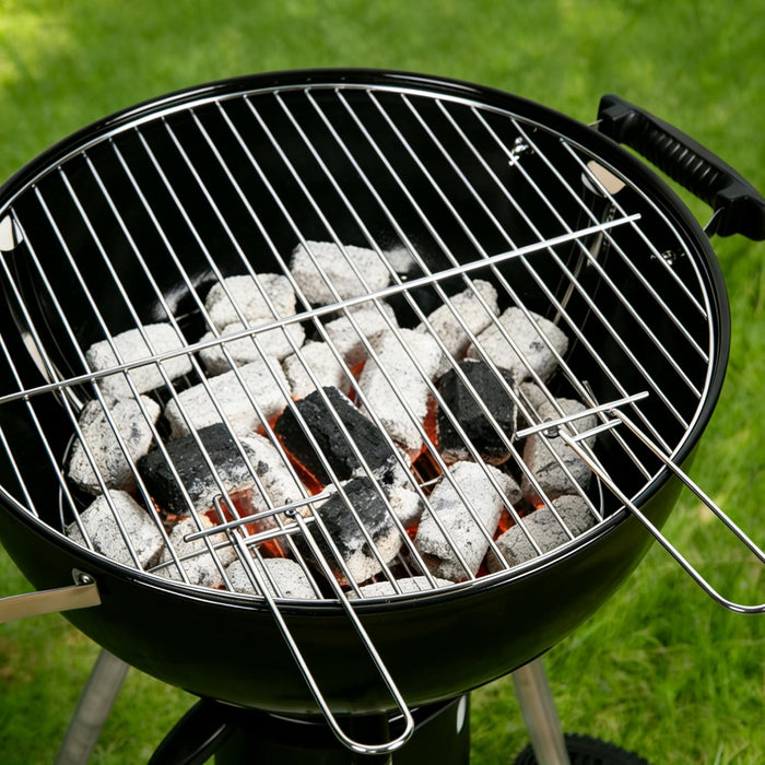 18-Inch Kettle Charcoal Grill with Lid & Wheels,Easy-To-Use BBQ Grill for Backyard, Patio & Beginners Outdoor Charcoal Grills for Family Cooking with Windproof Ash Can