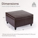 Square Leather Storage Ottoman,Ottoman Coffee Table with Storage for Living Room (Brown)