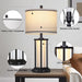 27Inch Tall Bedside Table Lamps with Charging Ports for Living Room,Traditional Lamp with Night Light for Bedroom Nightstand,Single Black