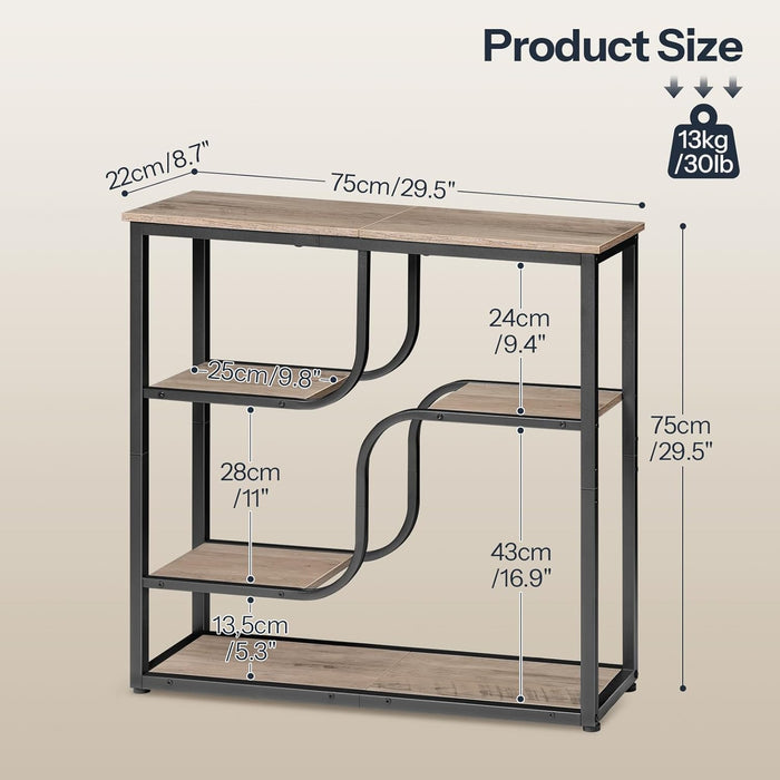 29.5" Console Table, 5-Tier Sofa Table, behind Couch Table with Storage Shelves for Hallway, Living Rooms, Entryway, Greige and Black BG69XG01