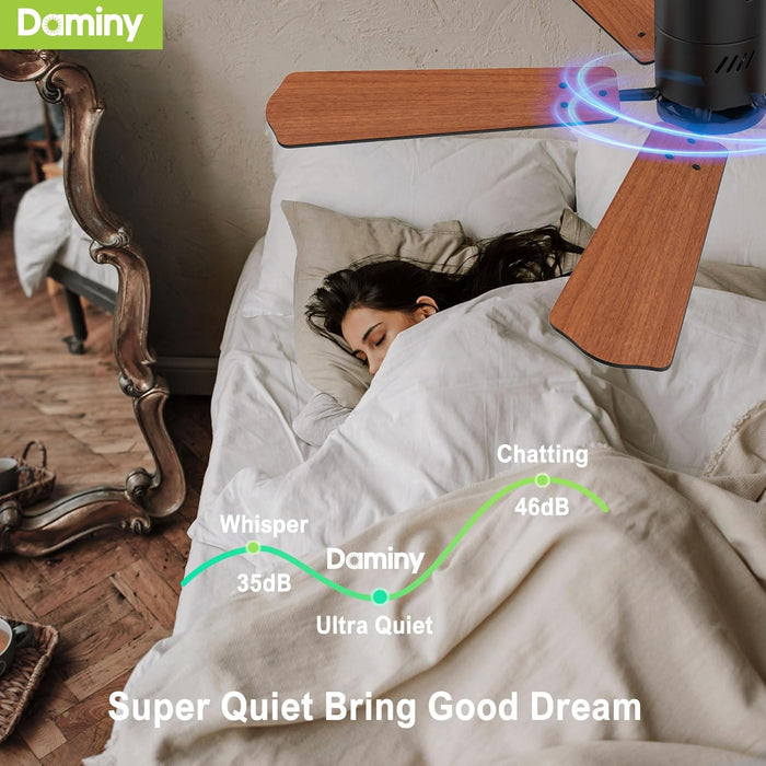 52 Inch 5 Blades Black Ceiling Fans with Lights,Flush Mount,6Cct, Low Profile Ceiling Fan with Light and Remote Control,Dc Motor,Ceiling Fan for Bedroom, Kitchen,Living Room,Indoor/Outdoor Use